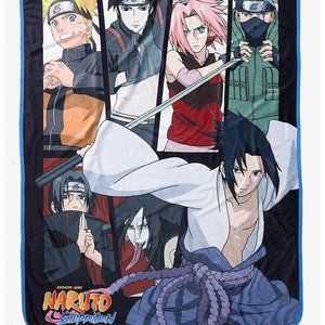 NEW Naruto Shippuden Group Panel Throw Blanket 46 x 60 NWT Anime